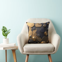 Geometrische Abstrakte Mauer Art - Gold und Bl Kissen
