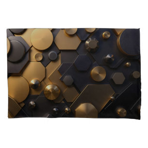 Geometrische Abstrakte Mauer Art - Gold und Bl Kissenbezug
