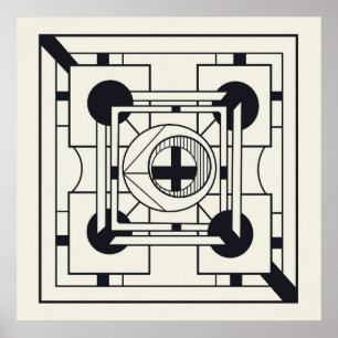 Geometrische Abstrakte moderne Kunst in Cream & Ei Poster