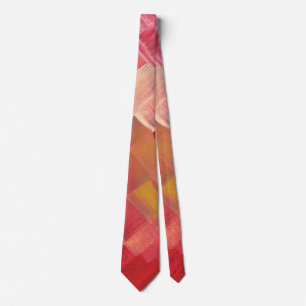 Geometrische abstrakte Pinselstriche Rot, Pink & G Krawatte