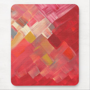 Geometrische Abstrakte Pinselstriche Rot, Rosa und Mousepad