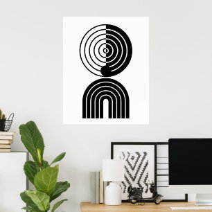 Geometrische abstrakte schwarze zeitgenössische Mi Poster