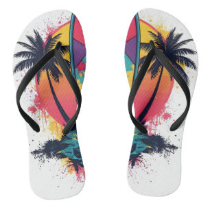 Geometrische abstrakte Surf-Kunst Flip Flops - Bun