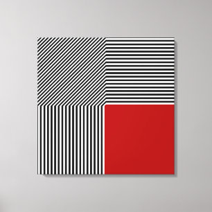 Geometrische Abstraktion, B/W stripes rotes Leinwanddruck
