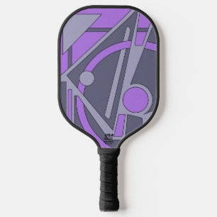 Geometrische Abstraktion in Lila und Grau Pickleball Schläger