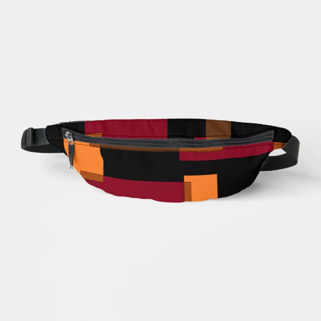 Geometrische Abstraktion Rotes Orangenbraun Schwar Bauchtasche (Vorderseite)