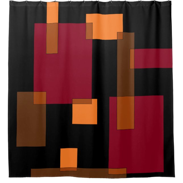 Geometrische Abstraktion Rotes Orangenbraun Schwar Duschvorhang (Vorderseite)