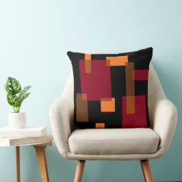 Geometrische Abstraktion Rotes Orangenbraun Schwar Kissen