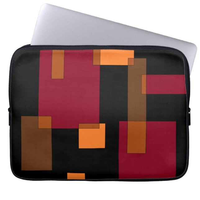 Geometrische Abstraktion Rotes Orangenbraun Schwar Laptopschutzhülle (Vorderseite)