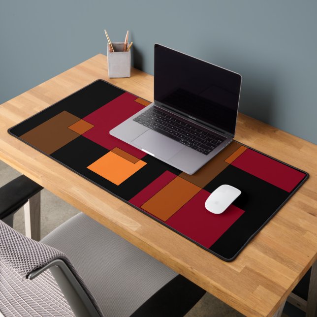 Geometrische Abstraktion Rotes Orangenbraun Schwar Schreibtischunterlage (Büro 2)