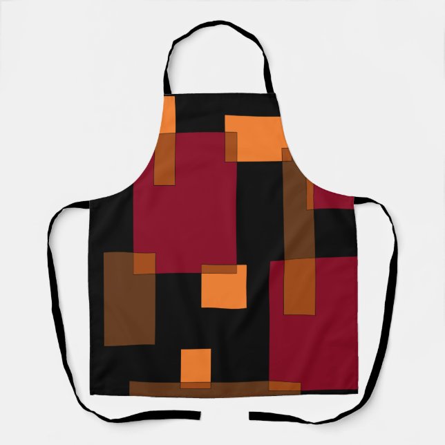 Geometrische Abstraktion Rotes Orangenbraun Schwar Schürze (Vorderseite)