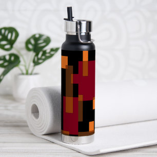 Geometrische Abstraktion Rotes Orangenbraun Schwar Trinkflasche
