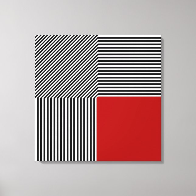 Geometrische Abstraktion, rotes Quadrat mit B/W St Leinwanddruck (Vorderseite)
