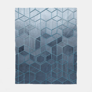 Geometrische Abstraktion von Hexagonen auf blauem Fleecedecke
