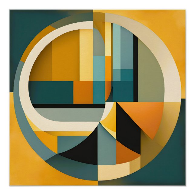 Geometrische Abstraktionskreise und Rechtecke Poster (Vorderseite)