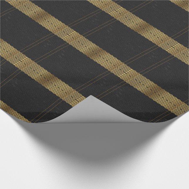 Geometrische Akzente aus schwarzem Leder Geschenkpapier (Ecke)