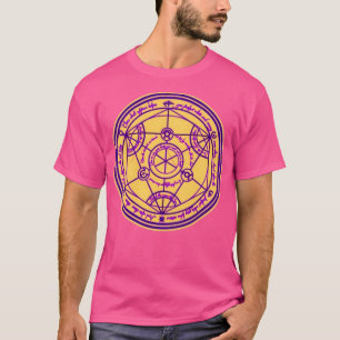 Geometrische Alchimie Heilige Symbole Lila und gel T-Shirt