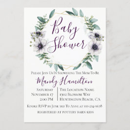 Geometrische Anemone Eucalyptus Baby-Dusche Einladung