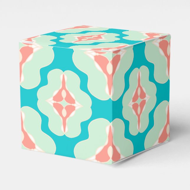 Geometrische aquamarine Orange Geschenkschachtel (Vorderseite)