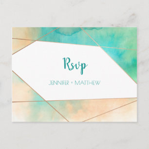 Geometrische Aquamarine und Peach Wasserfarbe UAWG Einladungspostkarte