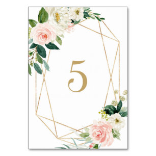 Geometrische Aquarell-Frühlingsblüten-Tisch 5 Hoch Tischnummer