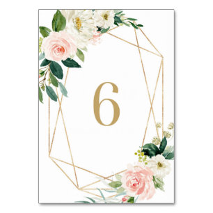 Geometrische Aquarell-Frühlingsblüten-Tisch 6 Hoch Tischnummer