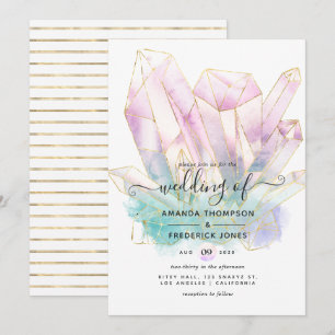 Geometrische Aquarell-Kristalle Hochzeit Einladung
