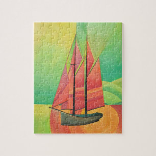 Geometrische Art des Abstrakten Segelbootes in Kub