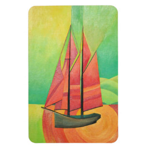 Geometrische Art des Abstrakten Segelbootes in Kub Magnet