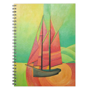 Geometrische Art des Abstrakten Segelbootes in Kub Notizblock