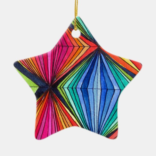 Geometrische Art des Regenbogens Keramik Ornament (Vorne)