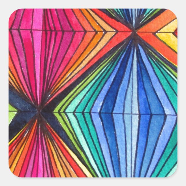 Geometrische Art des Regenbogens Quadratischer Aufkleber (Vorderseite)