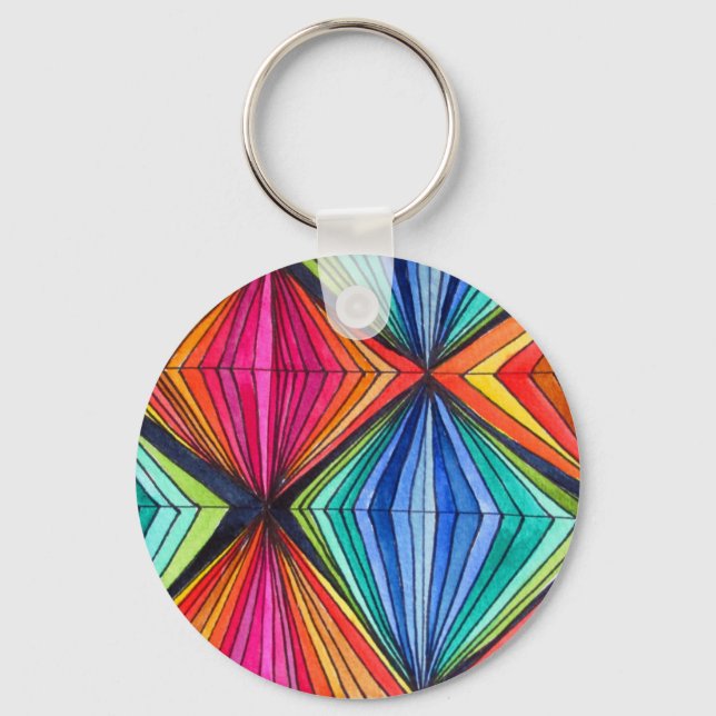 Geometrische Art des Regenbogens Schlüsselanhänger (Vorderseite)