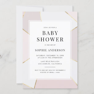 Geometrische Babydusche mit neuem Pinsel und Goldf Einladung