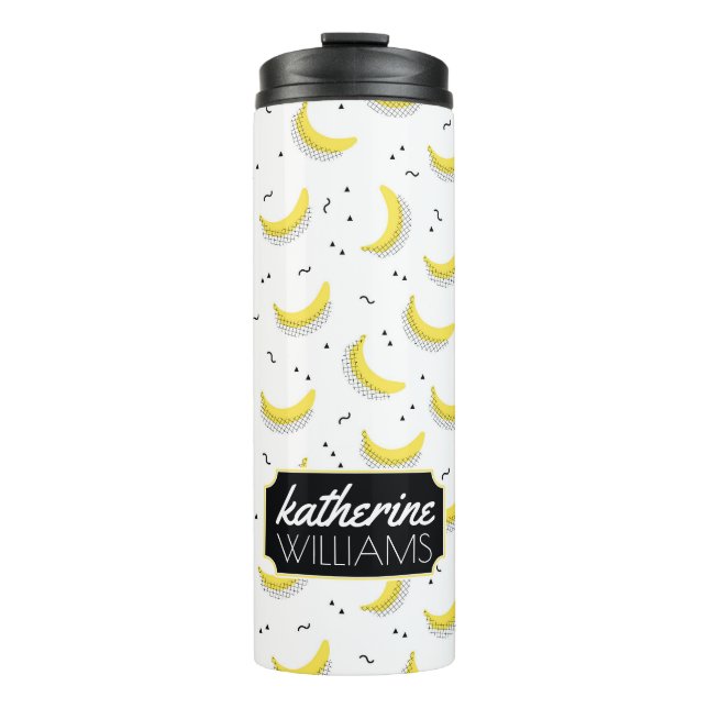 Geometrische Bananen | addieren Ihren Namen Thermosbecher (Vorderseite)
