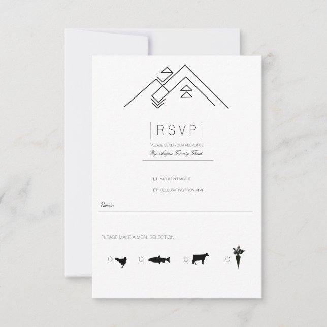 Geometrische Berge | Modernes Schwarz/Weiß-UAWG RSVP Karte (Vorderseite)