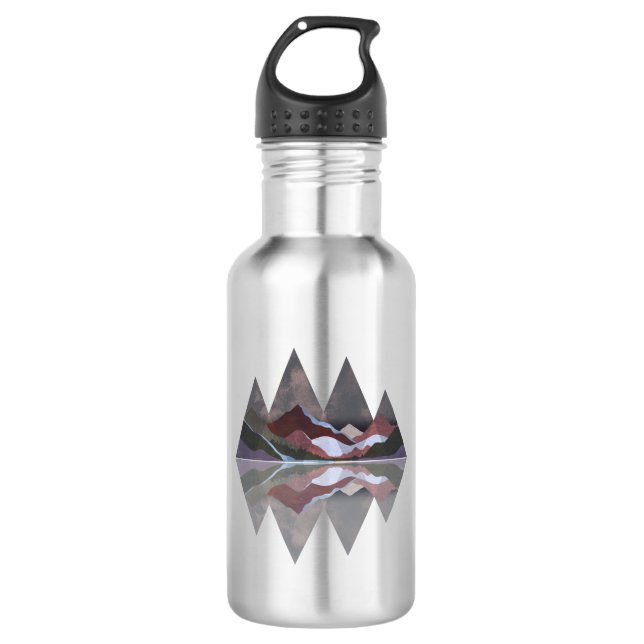 Geometrische Berglandschaft Edelstahlflasche (Vorderseite)