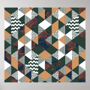 Geometrische Blätter aus Palmen, trendy Muster Poster