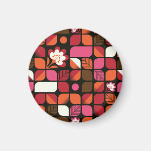 Geometrische Blätter Blume Nahtloses Muster Magnet