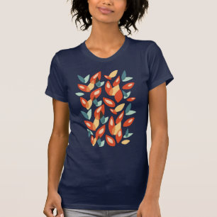 Geometrische Blätter Muster Orange Gelb Abstrakt T-Shirt