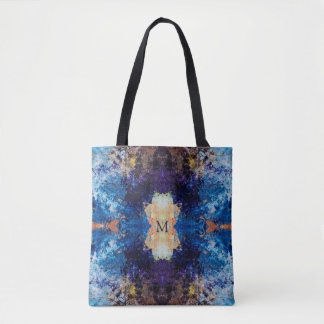 Geometrische blaue Lila-braune Kunst Tasche