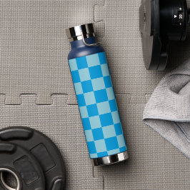 Geometrische blaue quadratische Blöcke Trinkflasche