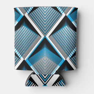 Geometrische blaue Streifen: Helles Vintages Overl Dosenkühler