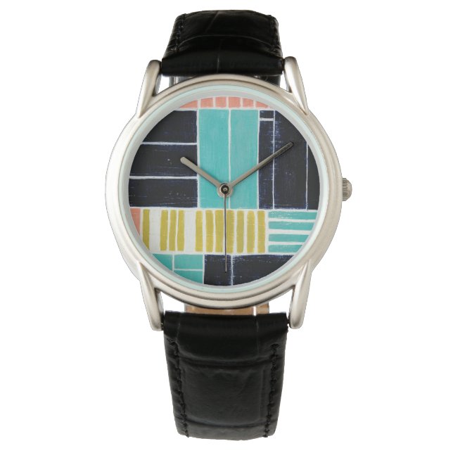 Geometrische Blöcke Armbanduhr (Vorderseite)