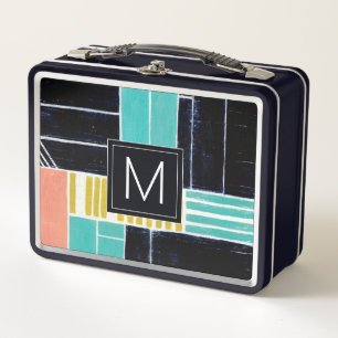 Geometrische Blöcke des Monogramm-  Metall Brotdose