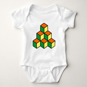 Geometrische Blöcke - Grün Orange und Gelb Baby Strampler
