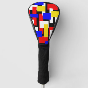 Geometrische Blöcke rot, gelb, schwarz und blau Golf Headcover