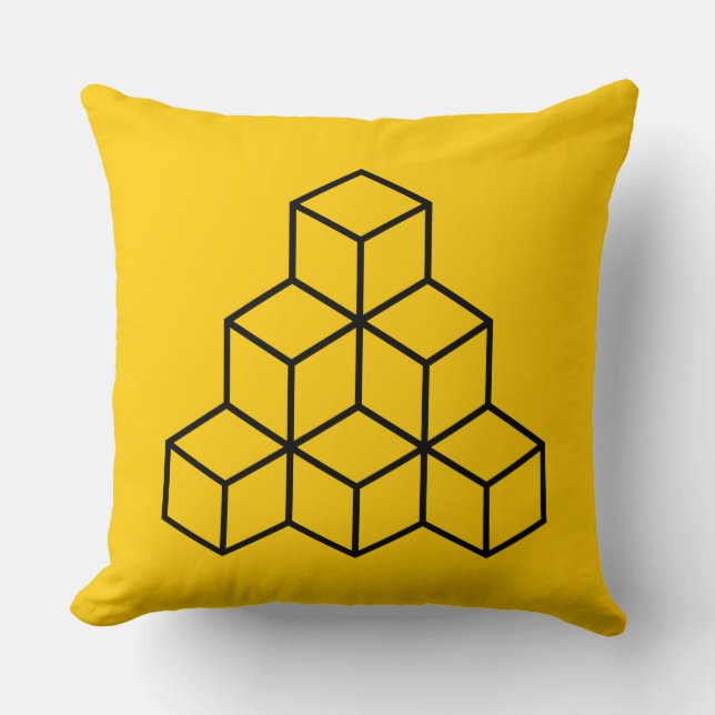 Geometrische Blöcke - Schwarz auf orange Kissen (Vorderseite)