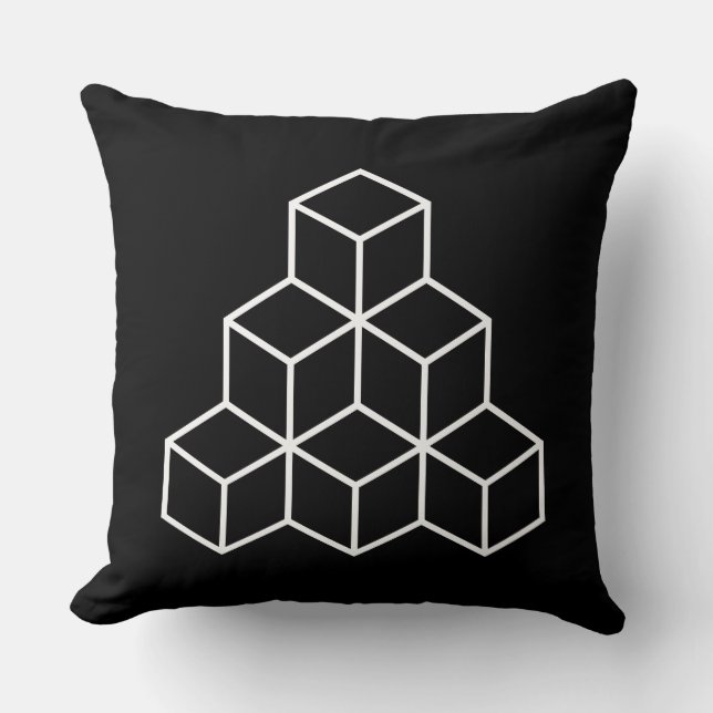 Geometrische Blöcke - weiß auf schwarz Kissen (Vorderseite)