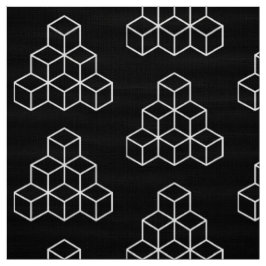 Geometrische Blöcke - weiß auf schwarz Stoff